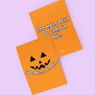 Cartão De Festividades Abóbora Personalizada de Halloween Seu Nome ou Tex