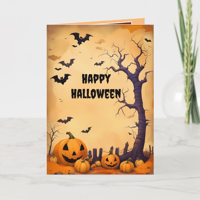 Cartão De Festividades abóboras de Halloween (Frente)