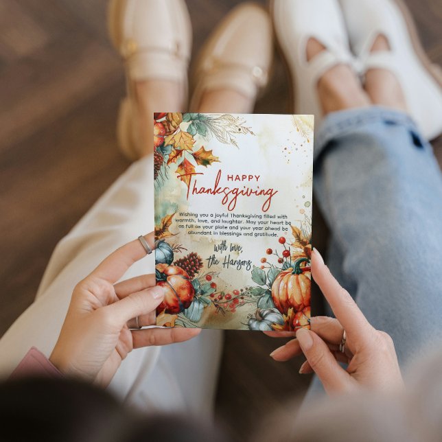 Cartão De Festividades Abóboras de queda e Pine Cones - Ação de Graças Pe (Criador carregado)