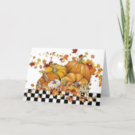 Cartão De Festividades Abóboras e folhas