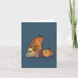 Cartão De Festividades Abóboras Felizes com Velas