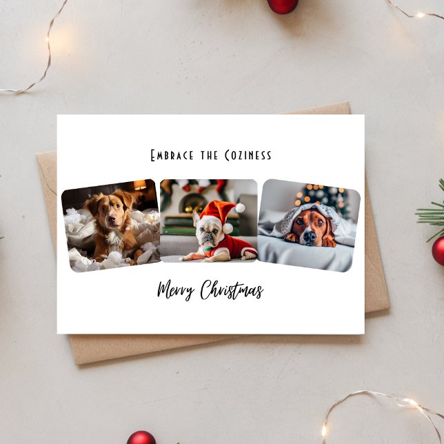 Cartão De Festividades Abraçar A Colagem De Fotos Pet De Natal Coziness (Criador carregado)
