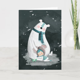 Cartão De Festividades Abraço de urso polar
