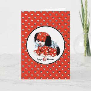 Cartão De Festividades Abraços e beijos. Dia de os namorados Vintage Pupp
