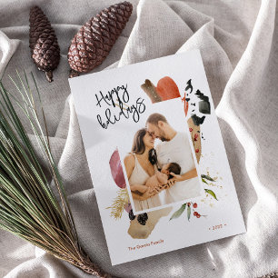 Cartão De Festividades Abstract Christmas Happy Holiday Custom Photo Card