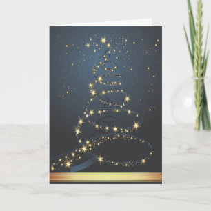 Cartão De Festividades Abstract Christmas Tree Blue Modern Christmas Card