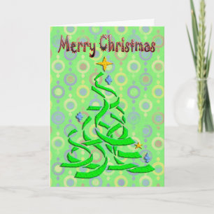 Cartão De Festividades Abstract Christmas Tree in light green with season