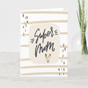 Cartão De Festividades Abstract Modern Mother's Day Super Mom Sign Card