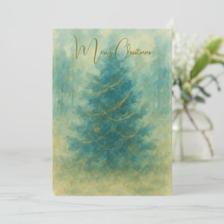 Cartão De Festividades Abstract Watercolor Christmas Tree Card