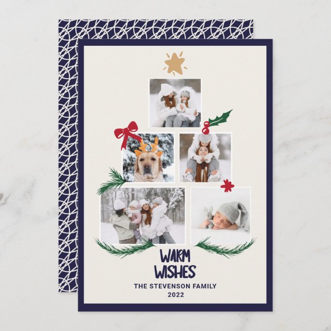 Cartão De Festividades Abstrato 5 fotografias - Pedidos de sondas de mari (Frente/Verso)