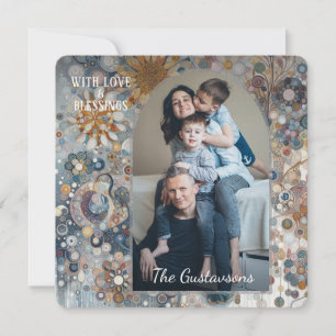 Cartão De Festividades Abstrato com Neve Flocos de Neve, Diversão Persona