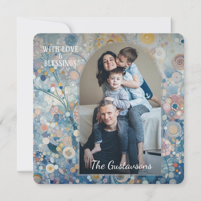 Cartão De Festividades Abstrato com Neve Flocos de Neve, Diversão Persona (Frente)