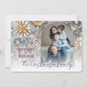 Cartão De Festividades Abstrato com Neve Flocos de Neve, Diversão Persona