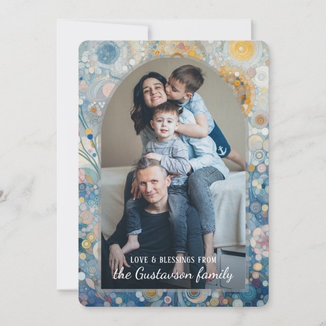 Cartão De Festividades Abstrato com Neve Flocos de Neve, Diversão Persona (Frente)