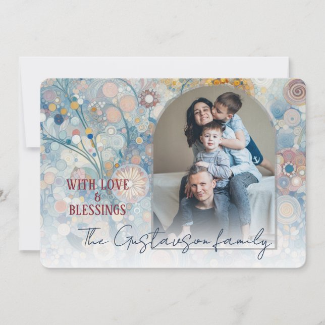 Cartão De Festividades Abstrato com Neve Flocos de Neve, Diversão Persona (Frente)