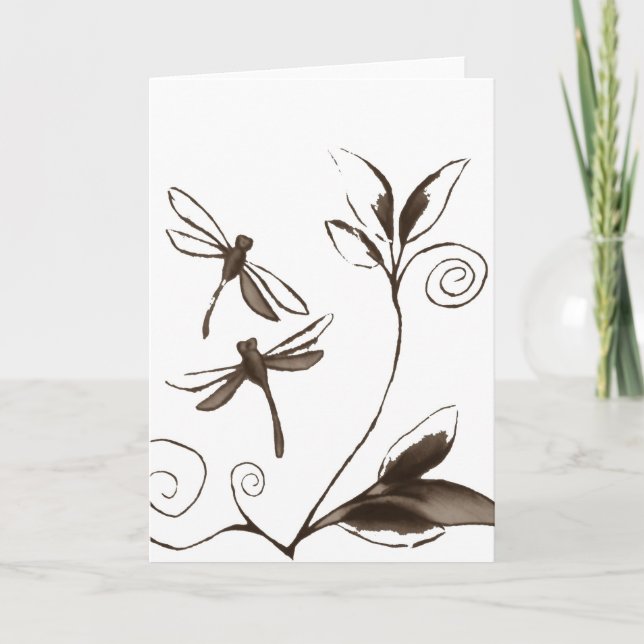 Cartão De Festividades Abstrato da libélula (Frente)