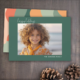 Cartão De Festividades Abstrato de linha orgânica - 1 Photo Jade Coral