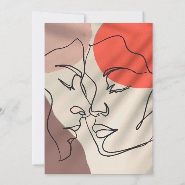 Cartão De Festividades Abstrato forma uma linha desenhando um Casal minim (Frente)