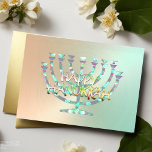 Cartão De Festividades Abstrato Menorah Colorous Happy Hanukkah Green<br><div class="desc">Designs de Umua. Impresso e enviado pela Zazzle ou suas afiliadas.</div>