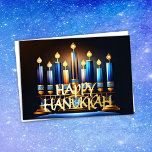 Cartão De Festividades Abstrato Menorah Happy Hanukkah<br><div class="desc">Itens temáticos de feriado projetados por Umua. Impresso e enviado pela Zazzle ou suas afiliadas.</div>