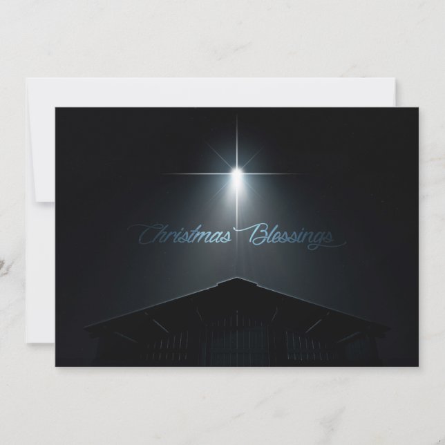 Cartão De Festividades Abstrato Natal Estável E Estrela (Frente)