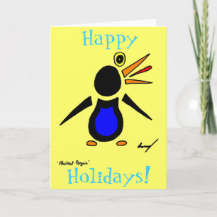 Cartão De Festividades Abstrato Penguin 'Feliz Feriados!' Placa - Amarelo