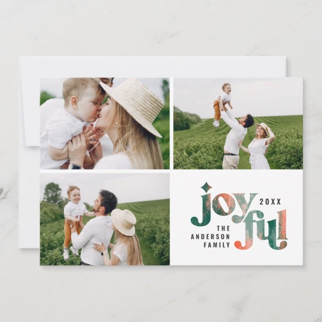 Cartão De Festividades Abstrato verde-moderno pintado de Natal (Frente)