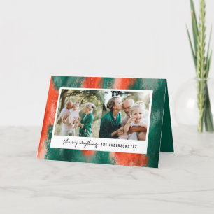 Cartão De Festividades Abstrato vermelho + verde pintado feriado fotográf