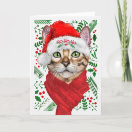 Cartão De Festividades Abyssinian Cat Ho Ho Santa Hat Feliz Natal