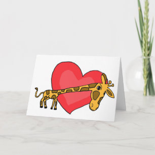 Cartão De Festividades AC- Giraffe and Heart Love Card