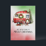 Cartão De Festividades Acampando Snowman no Natal<br><div class="desc">Camping Snowman Christmas Themed for Camper Holiday Card</div>
