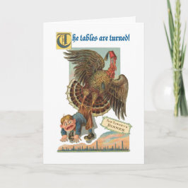 Cartão De Festividades Ação de Graças A Turquia Pega Rapaz, Engraçado, Vi