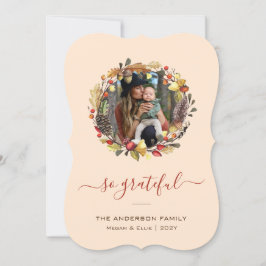 Cartão De Festividades Ação de Graças da Família Fotografia Fall Wreath