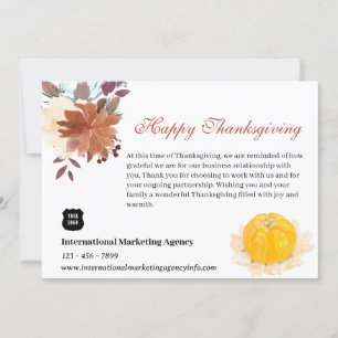 Cartão De Festividades Ação De Graças Da Watercolor Para Cliente Empresar
