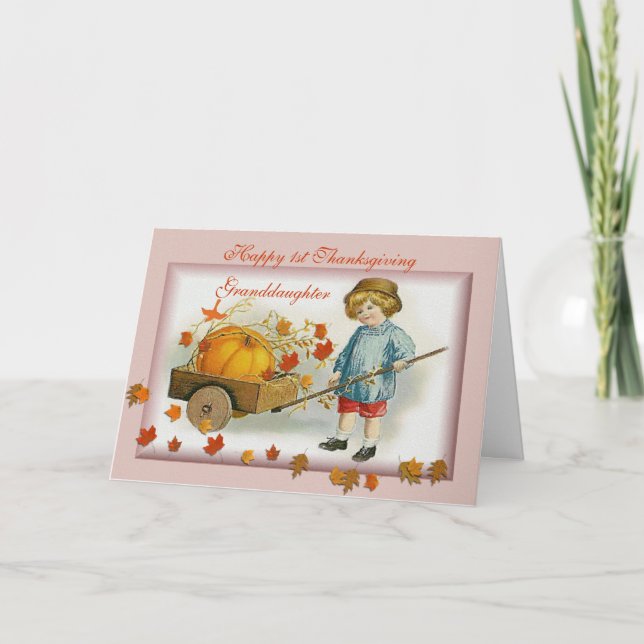 Cartão De Festividades Ação de Graças de 1rua da neta (Frente)