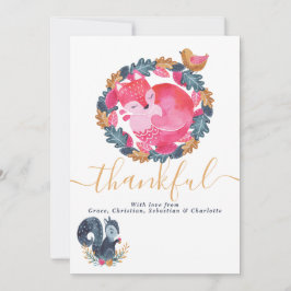 Cartão De Festividades Ação de Graças de Animais da Floresta