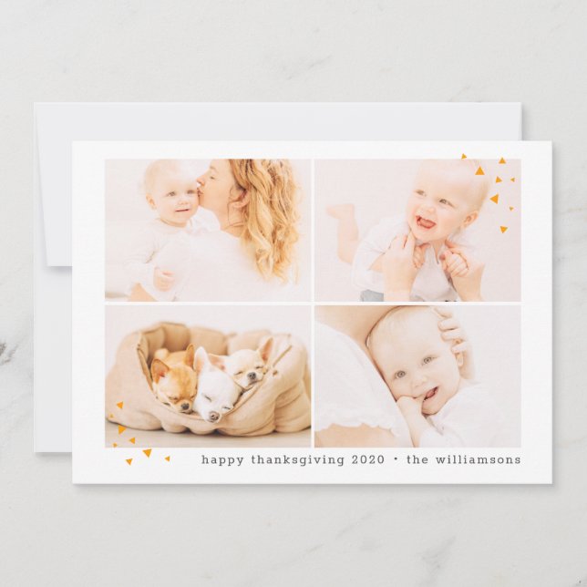 Cartão De Festividades Ação de Graças de Fotografia Personalizada Minimal (Frente)