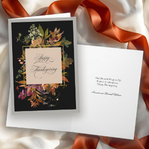 Cartão De Festividades Ação de Graças de Letra Floral Elegante