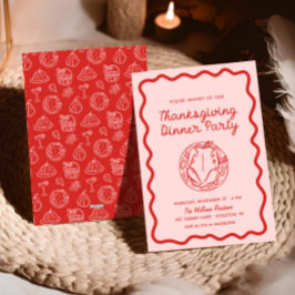 Cartão De Festividades Ação de Graças de Mão Vermelha Rosa Cinzenta Sorre