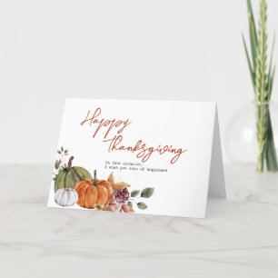 Cartão De Festividades Ação de Graças de Vintage Pumpkin Minimalista