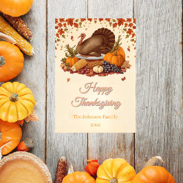 Cartão De Festividades Ação de Graças do Banquete de Colheita Tradicional