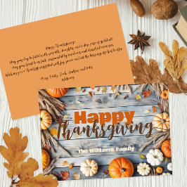 Cartão De Festividades Ação de Graças do outono Rustic Vibes