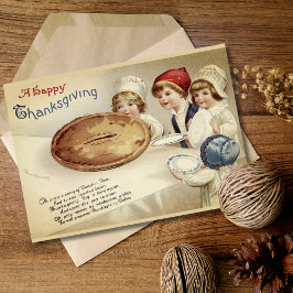 Cartão De Festividades Ação de Graças Feliz e Personalizada da Vintage