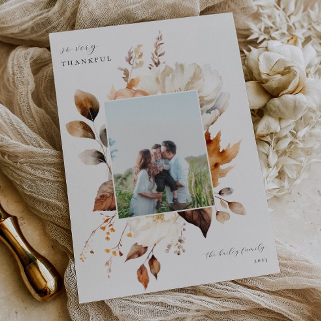Cartão De Festividades Ação de Graças Floral Moderna (Criador carregado)
