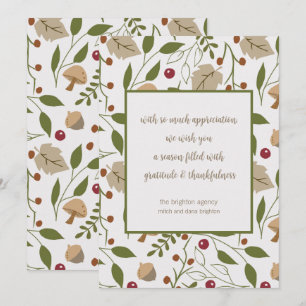 Cartão De Festividades Ação de Graças Folhagem de Outono Rústica Gratidão