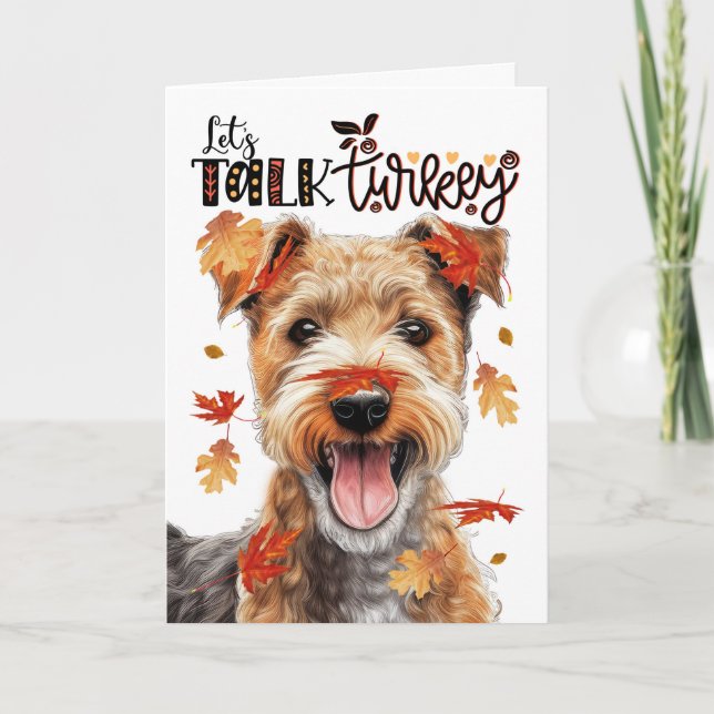 Cartão De Festividades Ação de Graças Lakeland Terrier Vamos Talk Turquia (Frente)