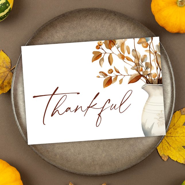 Cartão De Festividades Ação de Graças Moderno e Elegante (Thanksgiving Modern Elegant Thankful Holiday Card)