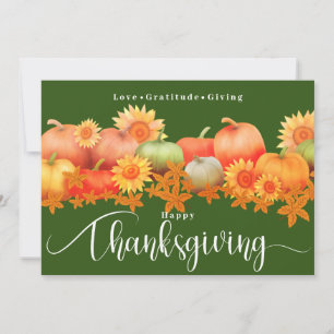 Cartão De Festividades Ação de Graças Pumpkins Green