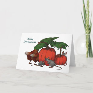 Cartão De Festividades Ação de Graças: Pumpkins, Ratos, Galinhas: Arte