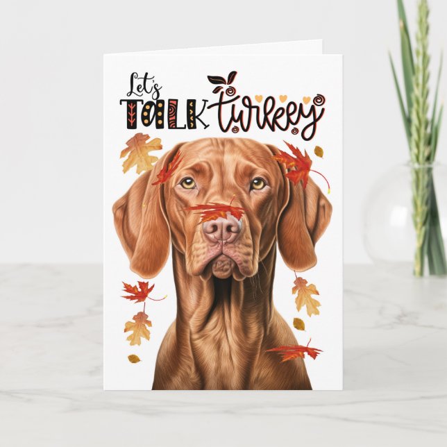 Cartão De Festividades Ação de Graças Vizsla Dog Vamos Talk Turquia (Frente)
